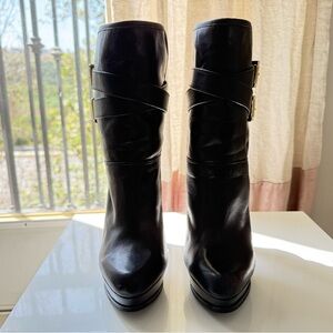 MICHAEL Michael Kors Black Heeled Boots with Buckle Detail